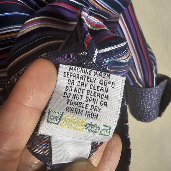 Bugatchi Uomo Purple Striped Dress Shirt Mens XXL Long Sleeve ButtonUp Flip Cuff - Picture 8 of 11